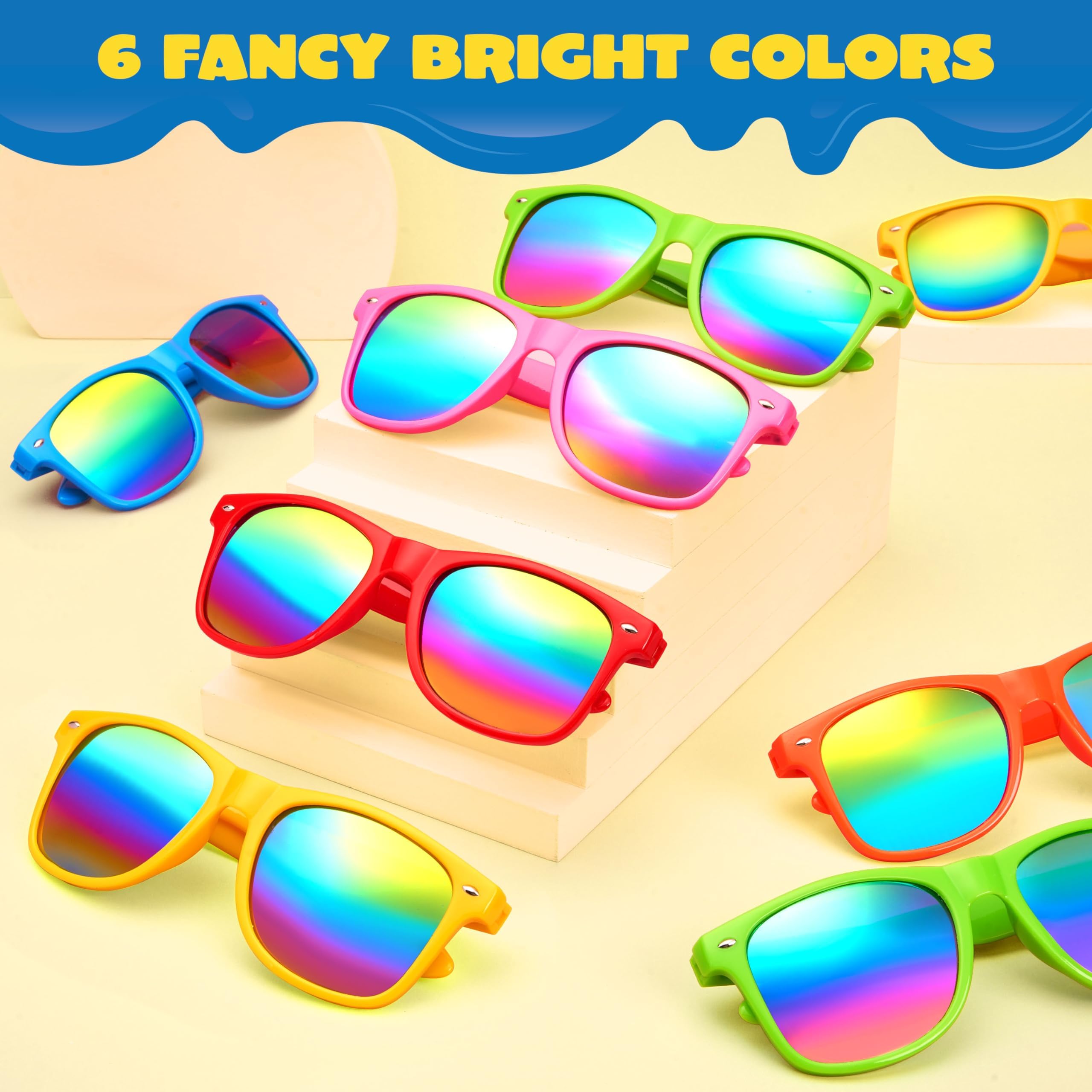 JOYIN 12-Pack Neon Kids Sunglasses with UV Protection for Birthday Party Favors