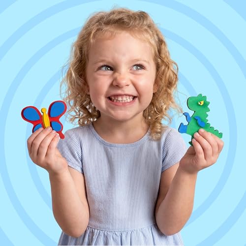 JOYIN 12-Piece Wooden Magnet Painting Kit for Kids – DIY Arts & Crafts Set with Paint and Glitter Glue