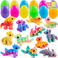 JOYIN 12 Prefilled Easter Eggs with 3D Printed Articulated Fantasy Animals - Party Favors, Basket Stuffers, Classroom Prizes