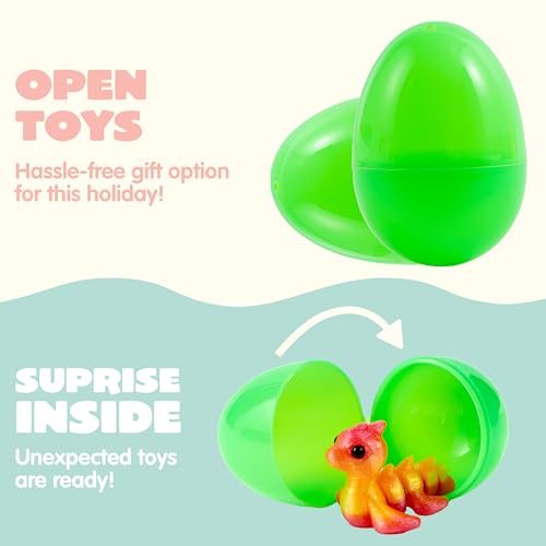 JOYIN 12 Prefilled Easter Eggs with 3D Printed Articulated Fantasy Animals - Party Favors, Basket Stuffers, Classroom Prizes