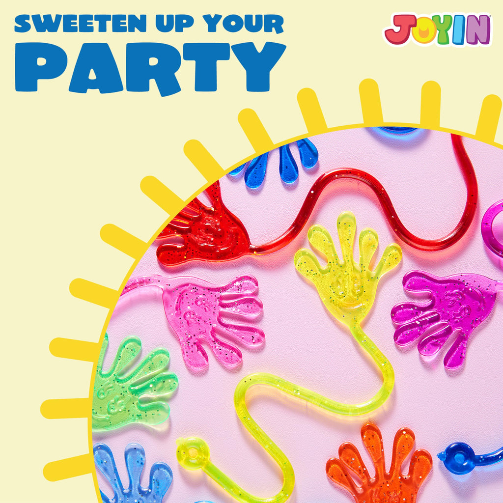 JOYIN 120-Pack Glitter Sticky Hands Party Favors – 8 Colors, Stretchy & Non-Toxic