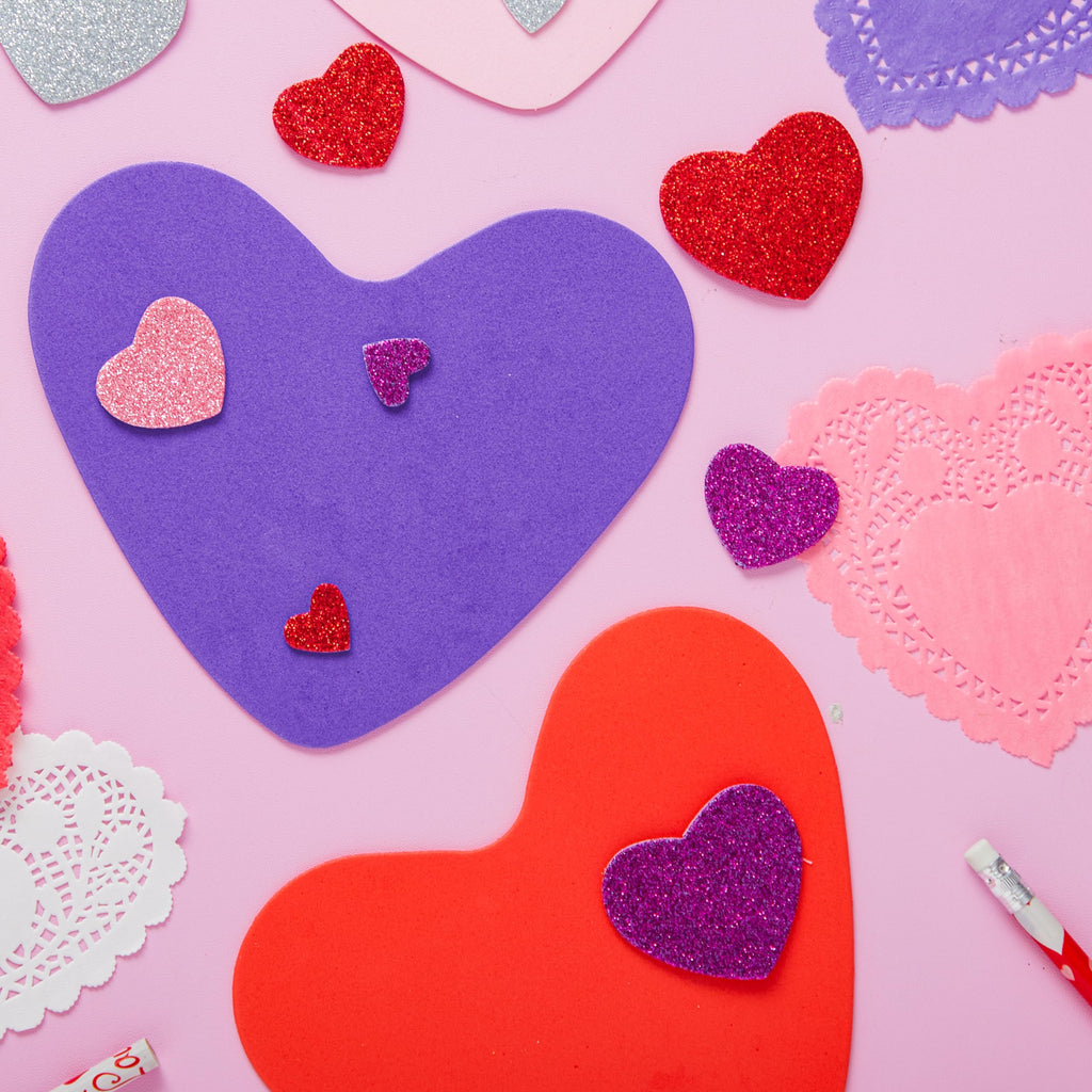 JOYIN 126+ Piece Valentine's Day Craft Set with Heart Doilies, Foam Hearts, and Stickers