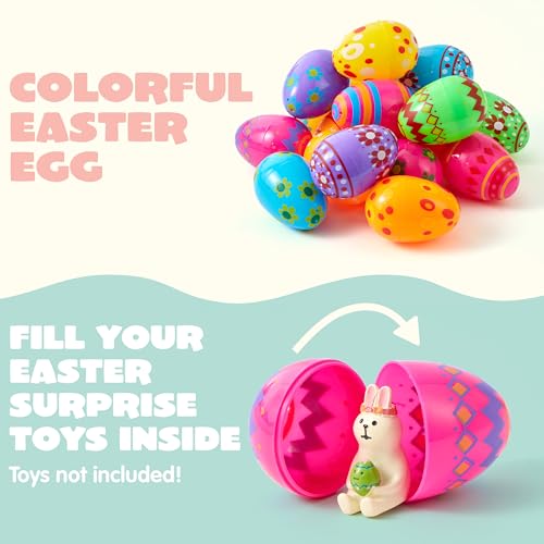 JOYIN 18-Pack 3.15-Inch Fillable Plastic Easter Eggs - Pastel Multicolor for Hunt and Party Favors