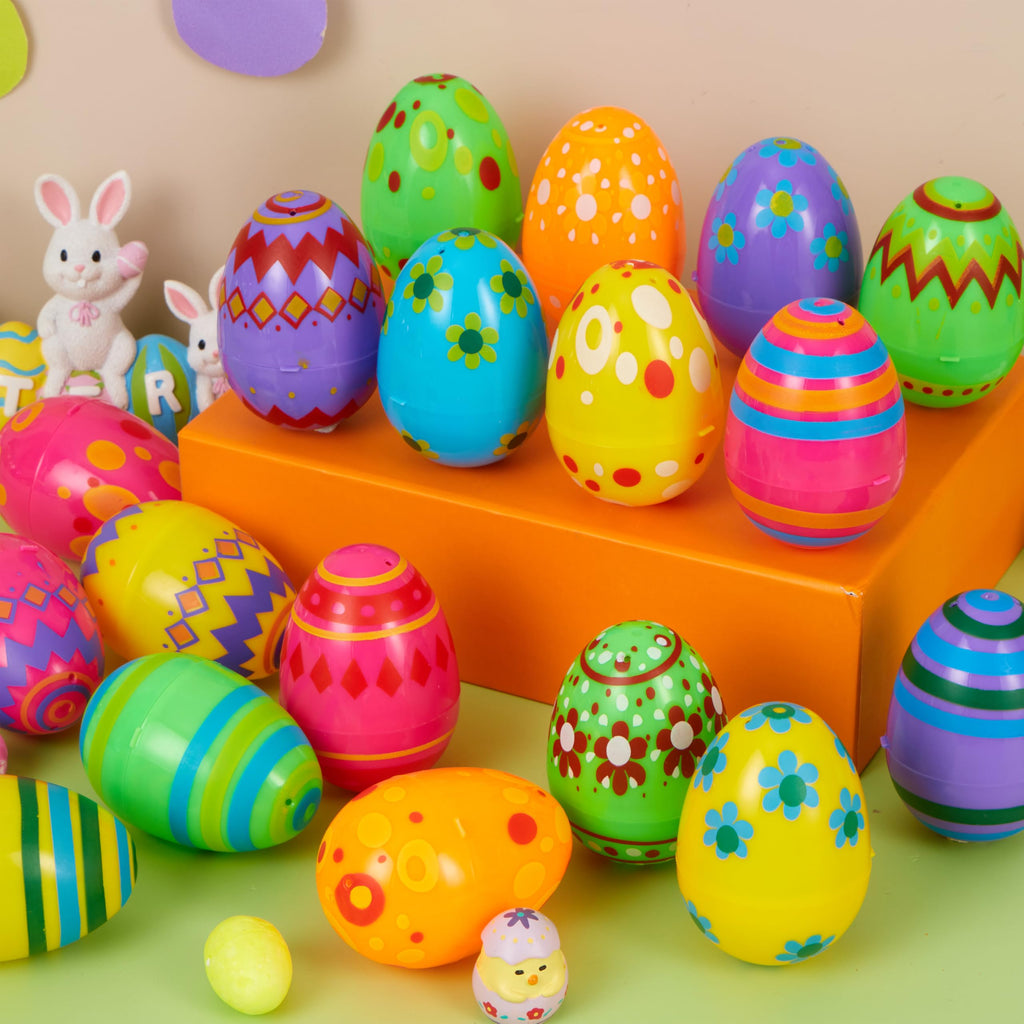 JOYIN 18-Pack 3.15-Inch Fillable Plastic Easter Eggs - Pastel Multicolor for Hunt and Party Favors