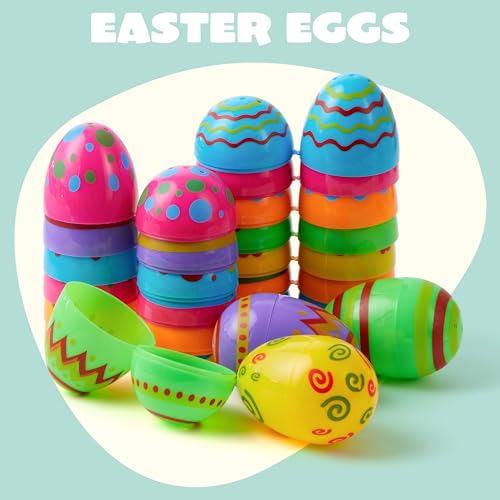 JOYIN 18-Pack Fillable Plastic Easter Eggs - Bright Printed 3.15-Inch Eggs for Hunts and Party Favors