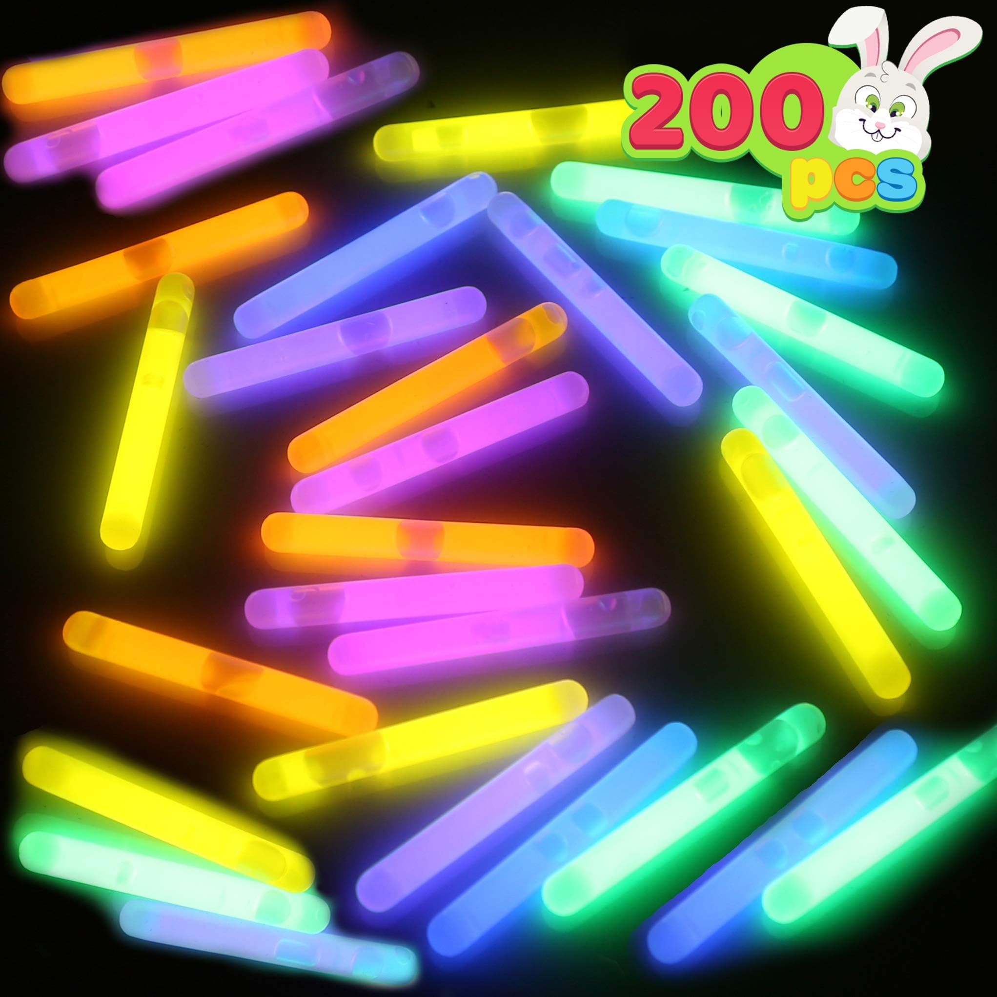 JOYIN 200 Mini Glow Sticks (2 inches) – 8 Colors, Long-Lasting 10-14 Hours, Non-Toxic Party Favors for Easter, Birthdays, Weddings