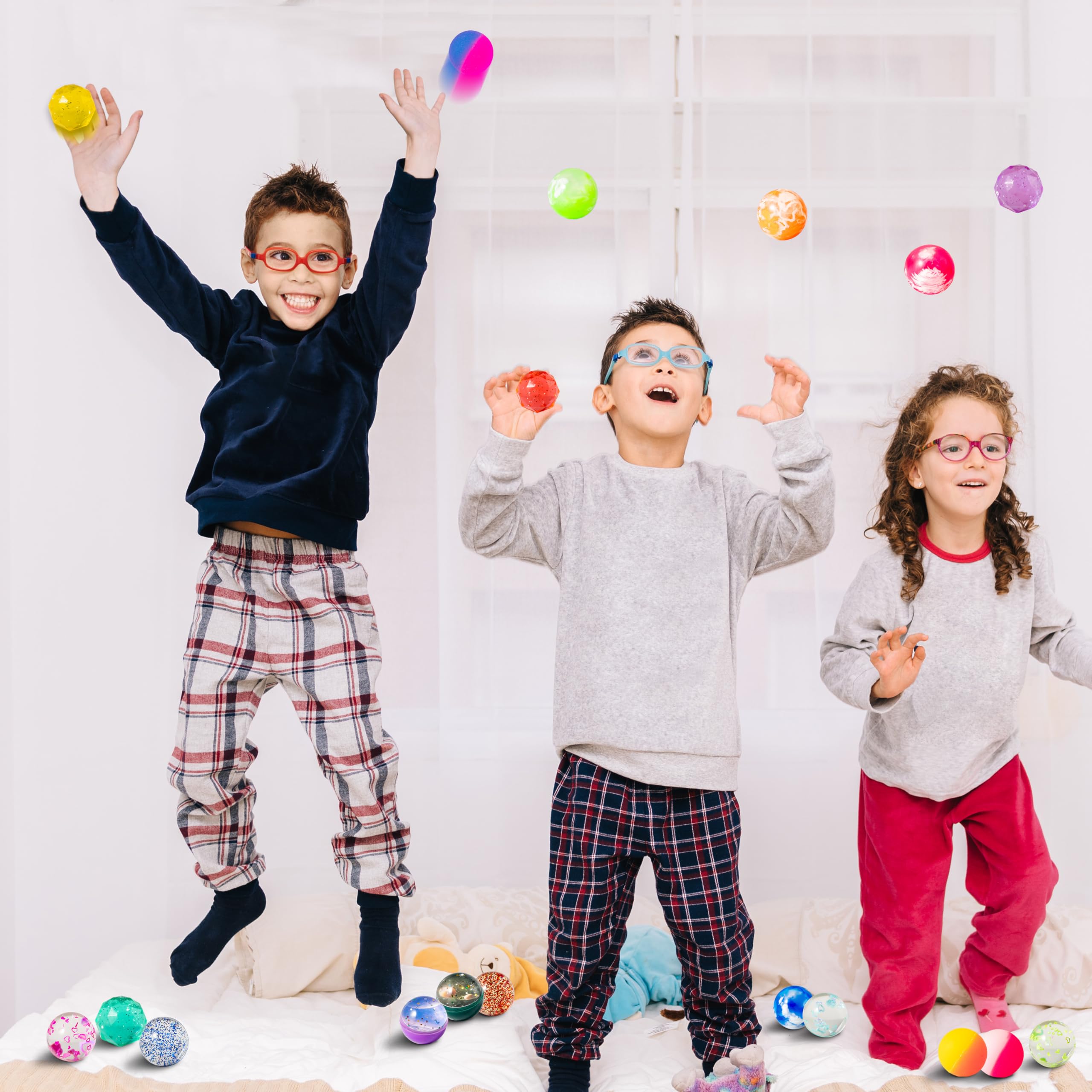 JOYIN 24-Pack Bouncy Balls - 6 Styles, 1.26 Inch Rubber Balls for Party Favors & Prizes