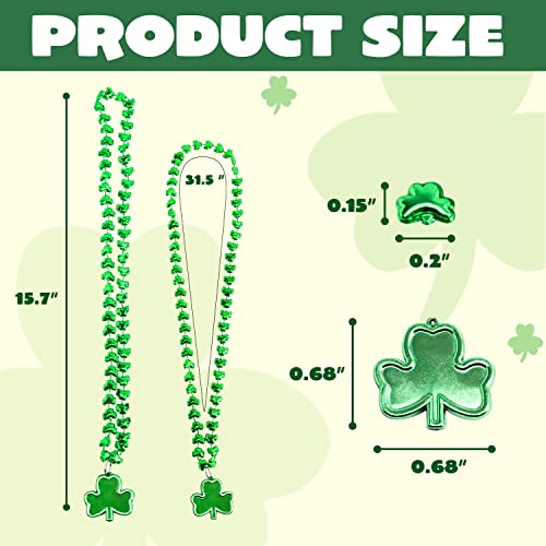 JOYIN 24 Pack St. Patrick's Day Shamrock Necklaces - Green Clover Bead Necklace Party Favors