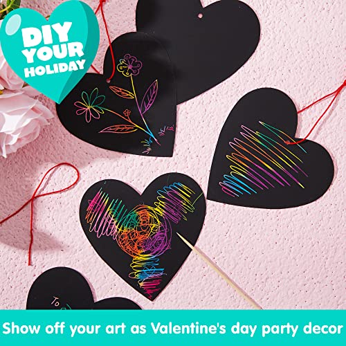 JOYIN 24 Pack Valentine Scratch Heart Cards with Envelopes – Fun DIY Craft for Kids Classroom Exchange