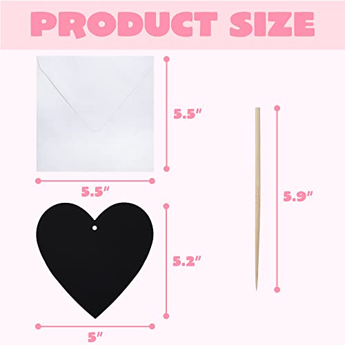 JOYIN 24 Pack Valentine Scratch Heart Cards with Envelopes – Fun DIY Craft for Kids Classroom Exchange
