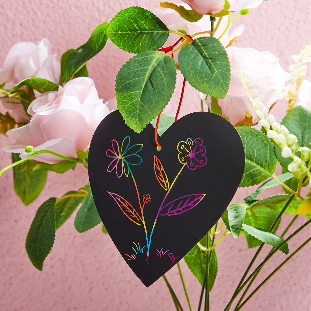 JOYIN 24 Pack Valentine Scratch Heart Cards with Envelopes – Fun DIY Craft for Kids Classroom Exchange