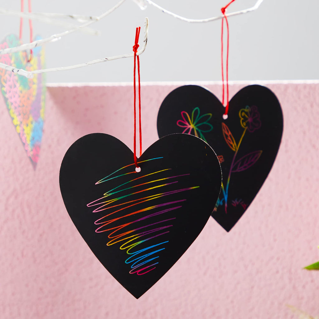 JOYIN 24 Pack Valentine Scratch Heart Cards with Envelopes – Fun DIY Craft for Kids Classroom Exchange