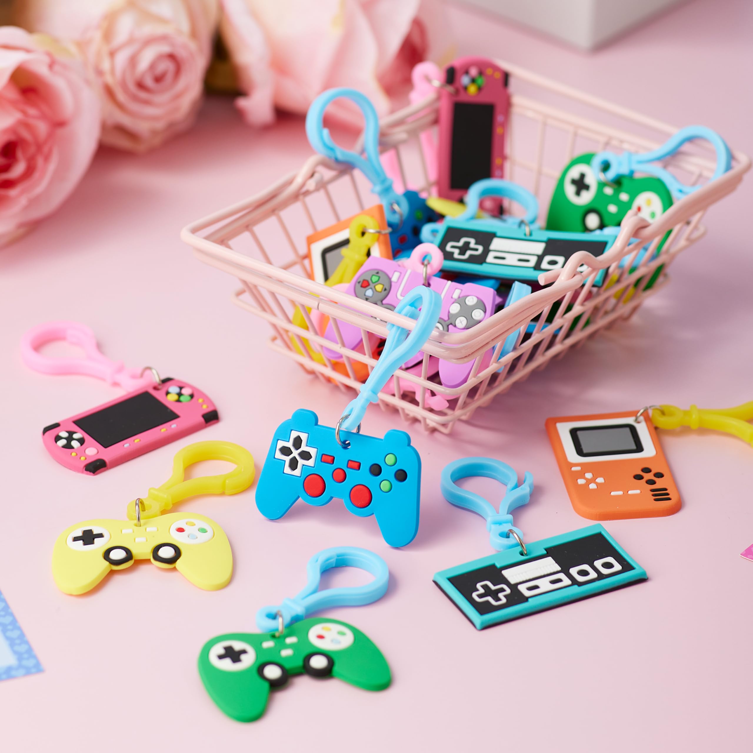 JOYIN 28-Piece Valentine's Day Gift Cards Set with Video Game Keychains – 7 Designs, Multi-Colored, Classroom Exchange Prizes