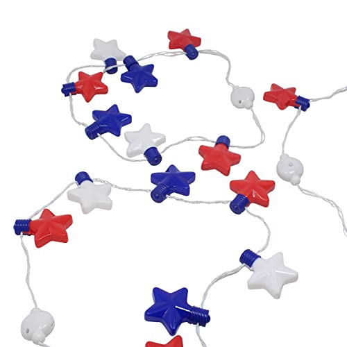 JOYIN 3-Pack LED Star Necklaces for 4th of July - Patriotic Red White Blue Light-Up Accessories with 6 Flicker Modes
