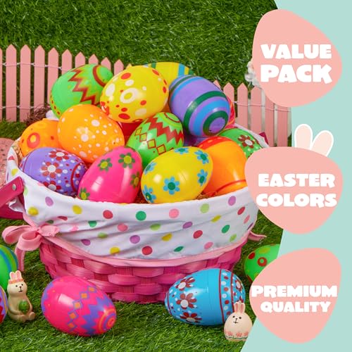 JOYIN 3.15-Inch Plastic Eggs - 30 Piece Set for Easter Egg Hunts & Party Fillers