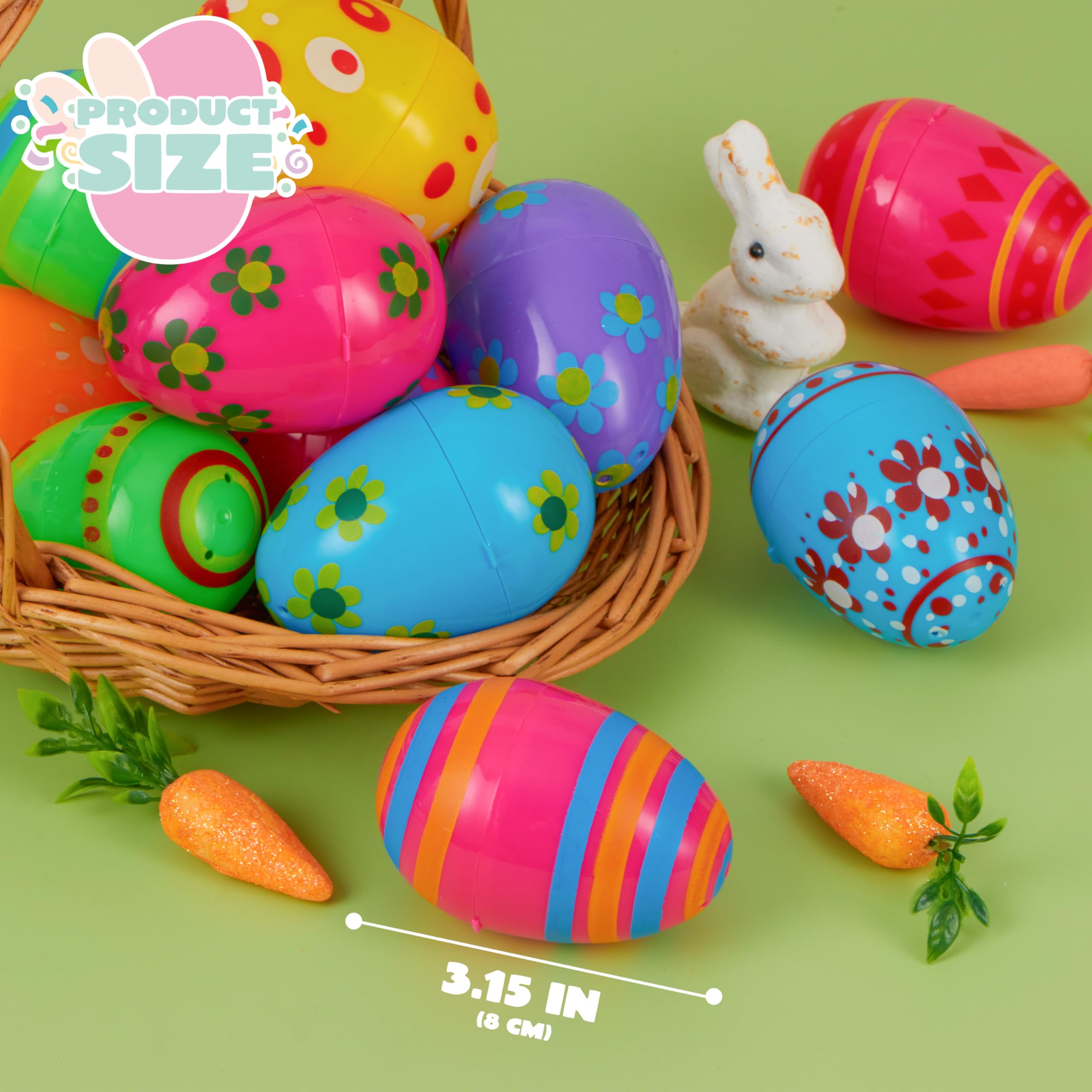 JOYIN 3.15-Inch Plastic Eggs - 30 Piece Set for Easter Egg Hunts & Party Fillers