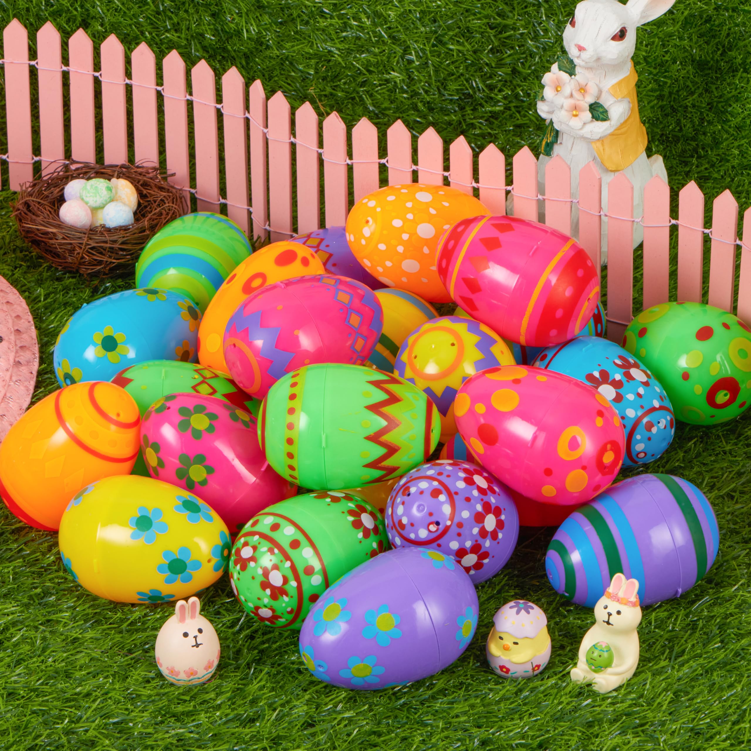 JOYIN 3.15-Inch Plastic Eggs - 30 Piece Set for Easter Egg Hunts & Party Fillers