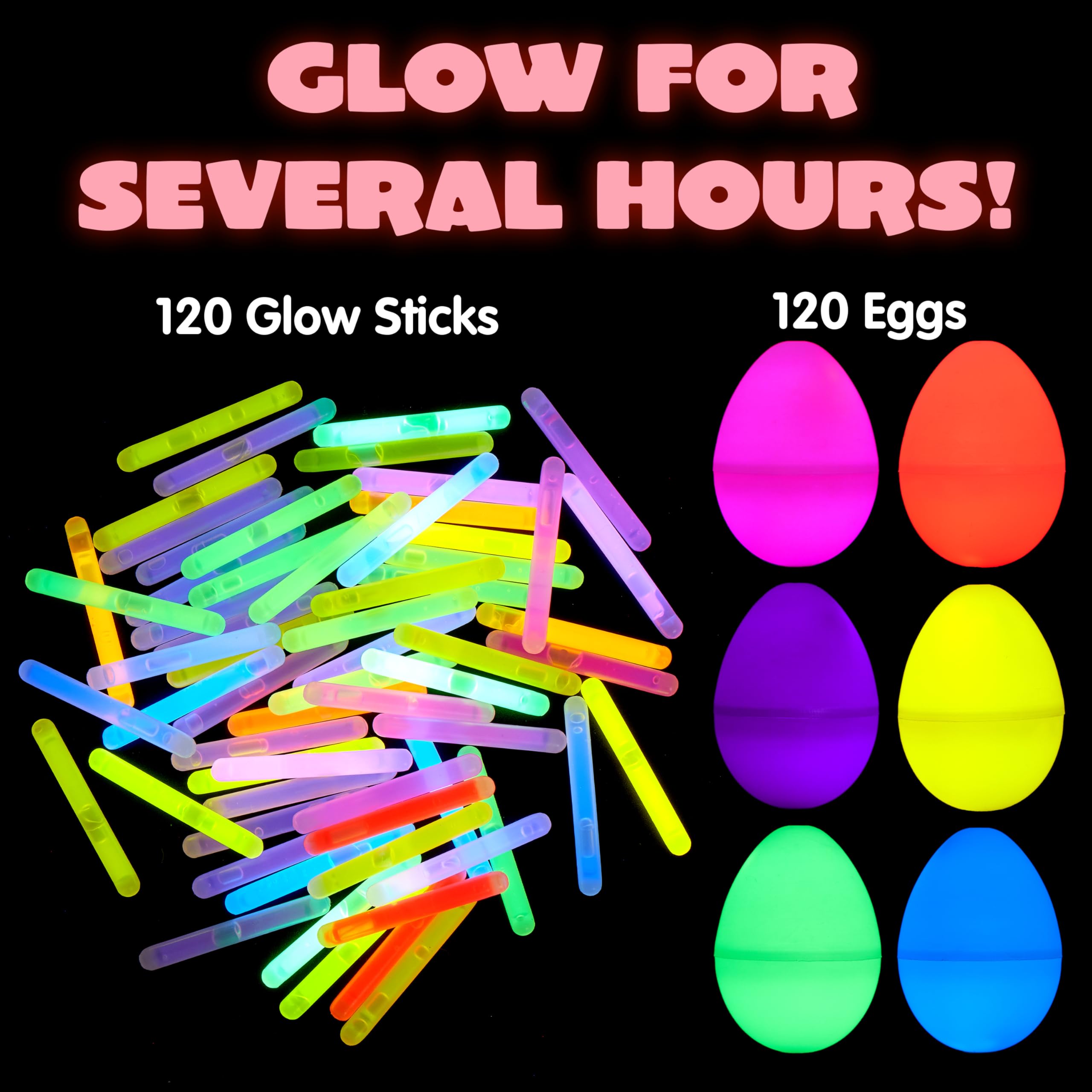 JOYIN 35 Easter Eggs with 35 Mini Glow Sticks for Kids - Glow in the Dark Egg Hunt Set