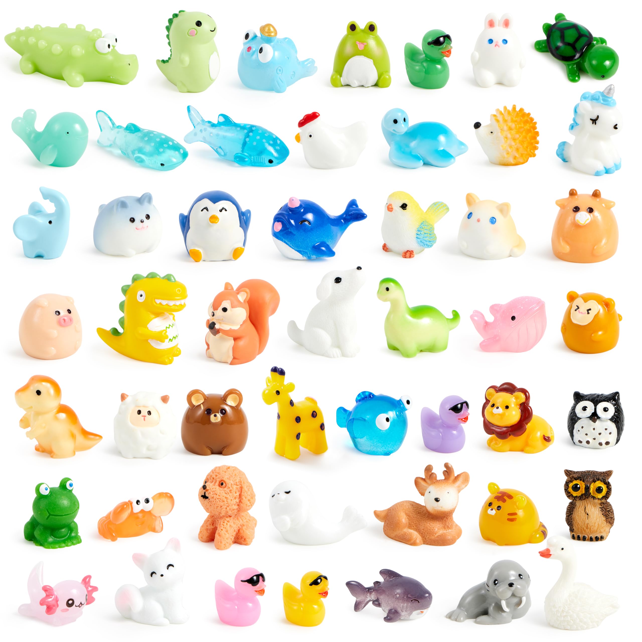 JOYIN 50-Piece Mini Resin Animals Set for Fairy Gardens, Slime Charms, and DIY Crafts