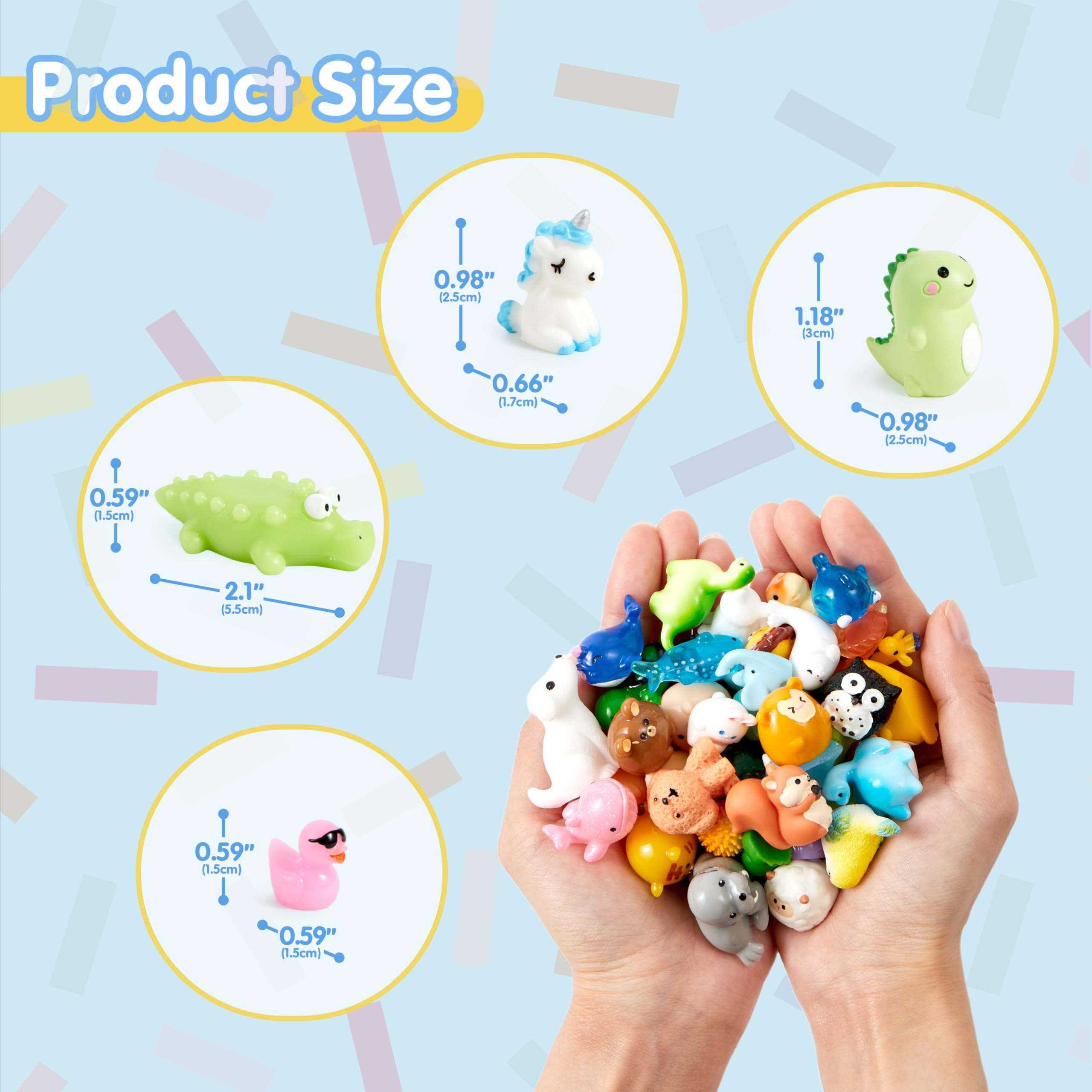 JOYIN 50-Piece Mini Resin Animals Set for Fairy Gardens, Slime Charms, and DIY Crafts
