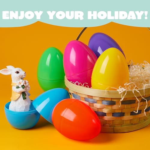 JOYIN 6-Pack Large Plastic Easter Eggs 6 Inches Jumbo Fillable Eggs for Hunts, Baskets, and Party Favors