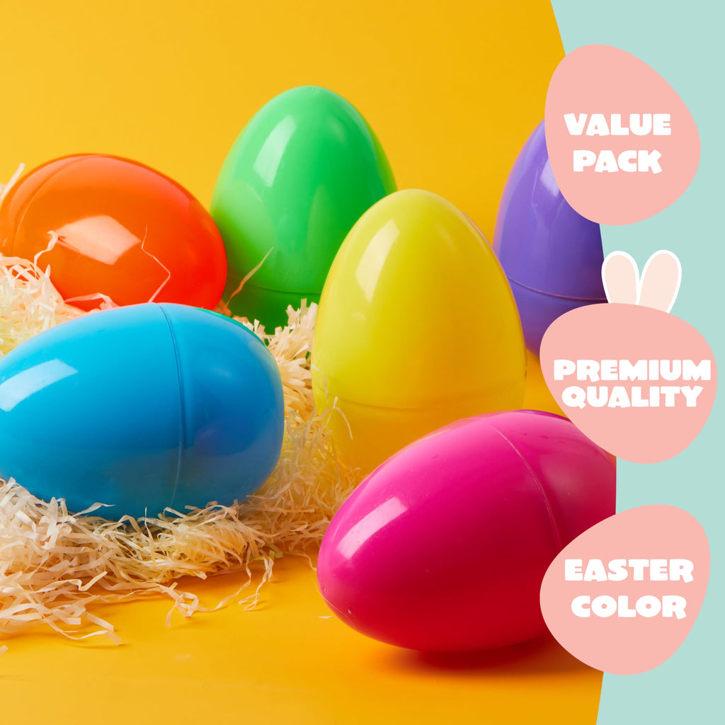 JOYIN 6-Pack Large Plastic Easter Eggs 6 Inches Jumbo Fillable Eggs for Hunts, Baskets, and Party Favors