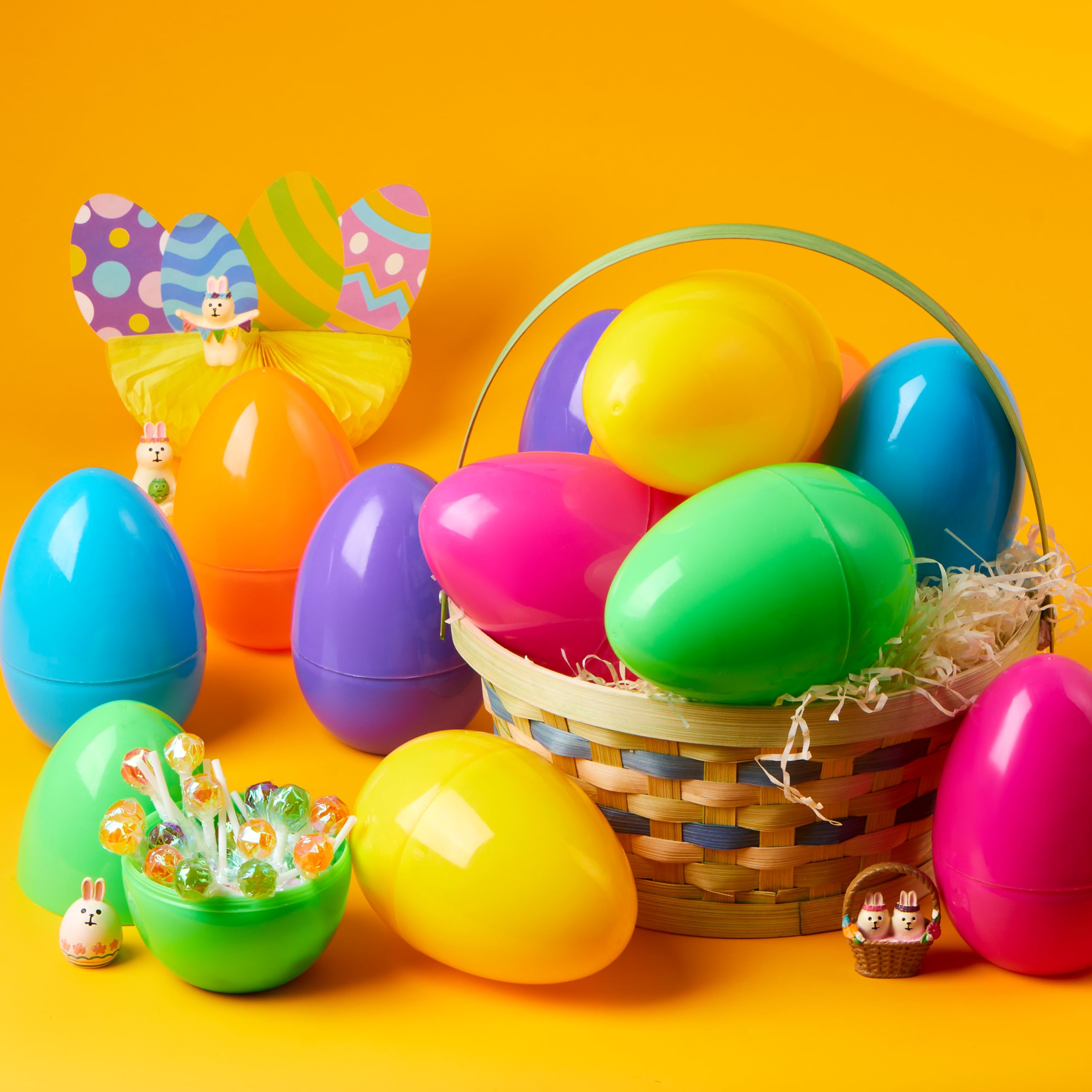 JOYIN 6-Pack Large Plastic Easter Eggs 6 Inches Jumbo Fillable Eggs for Hunts, Baskets, and Party Favors