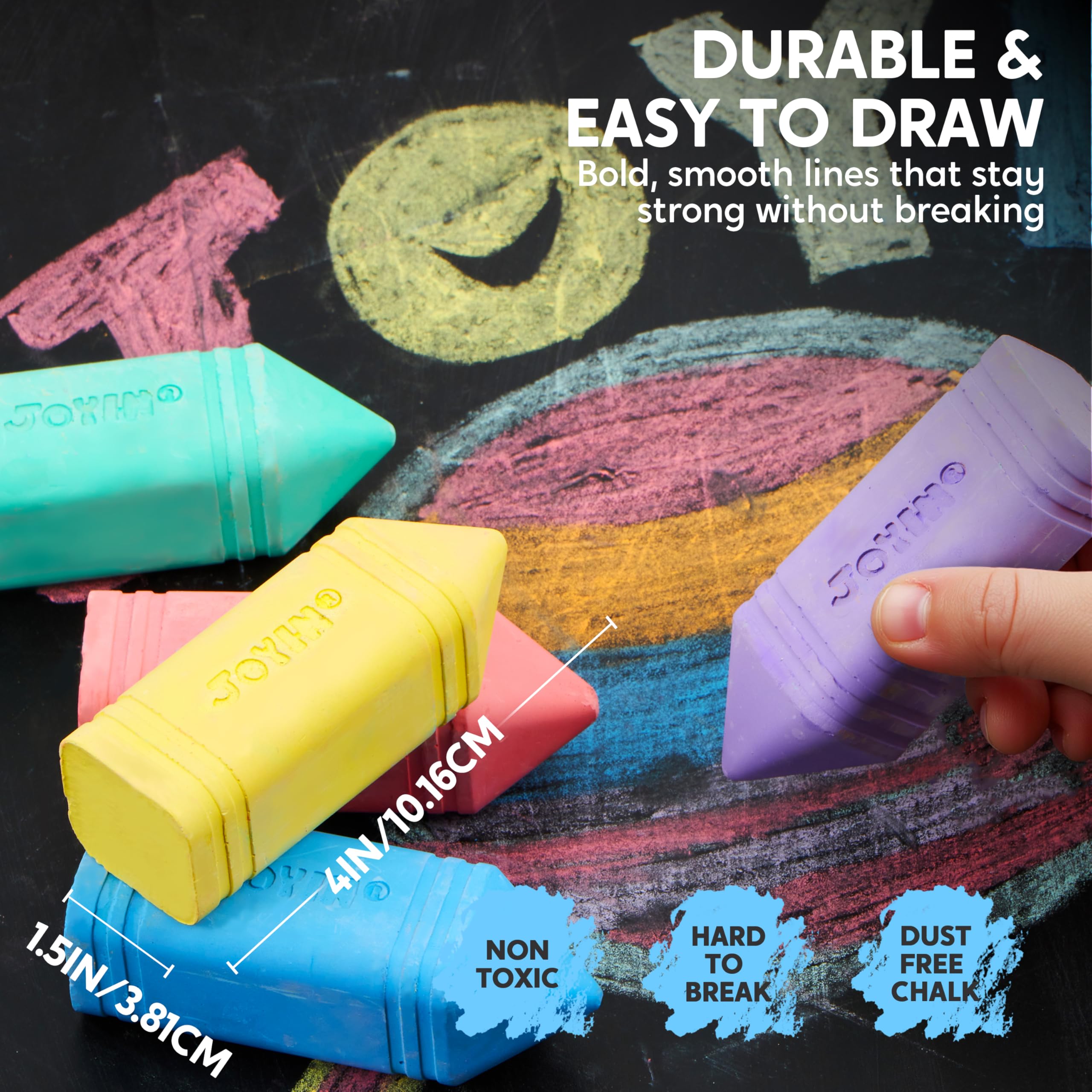 JOYIN 6-Piece Jumbo Sidewalk Chalk Set – Washable, Non-Toxic, 6 Vibrant Colors for Kids