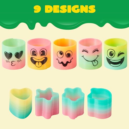 JOYIN 60 Pcs Spring Rainbow Party Favor - Mini Plastic Coil Spring Toy for Stress Relief & Goodie Bags