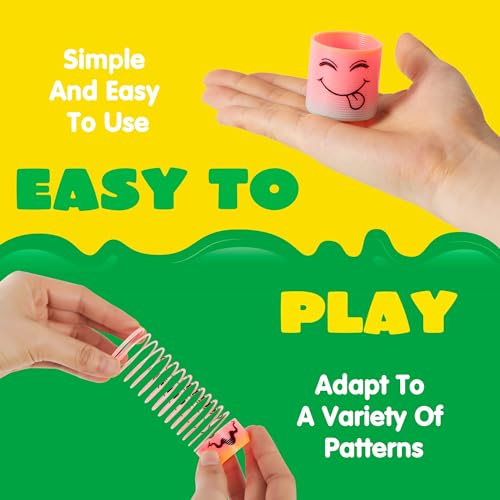 JOYIN 60 Pcs Spring Rainbow Party Favor - Mini Plastic Coil Spring Toy for Stress Relief & Goodie Bags