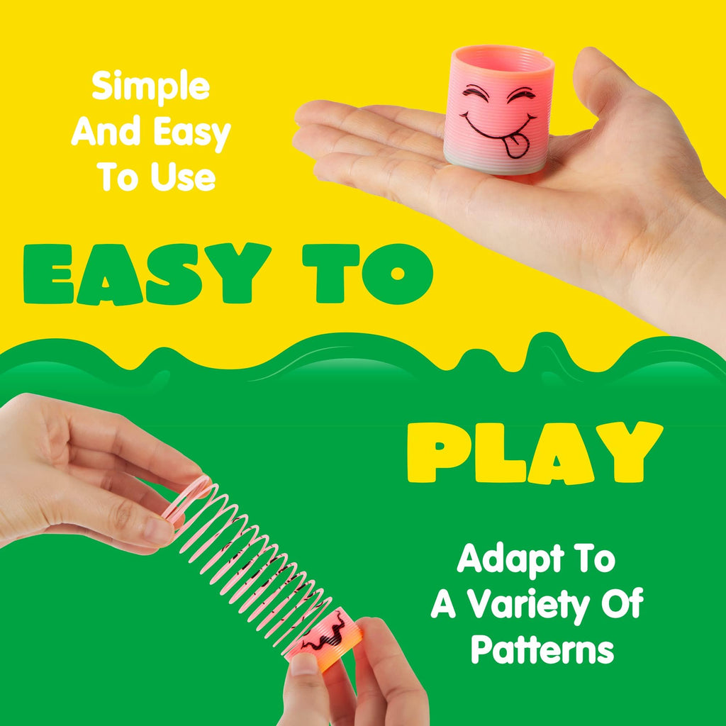 JOYIN 60 Pcs Spring Rainbow Party Favor - Mini Plastic Coil Spring Toy for Stress Relief & Goodie Bags