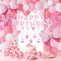 JOYIN 76-Piece Pink Birthday Party Decorations Set – Banner, Foil & Latex Balloons, Swirls, Tinsel Curtains for Girls Women Kids