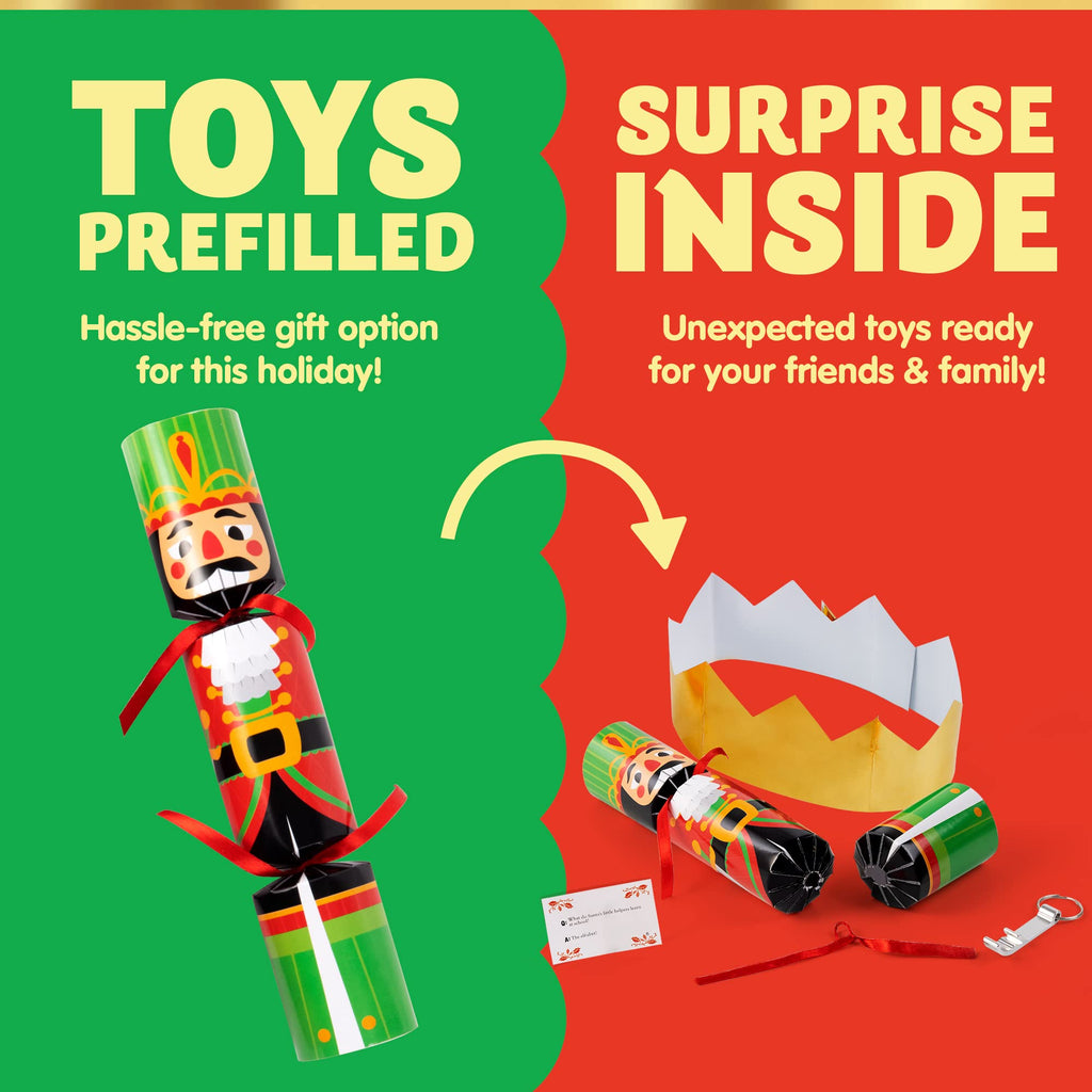 JOYIN 8-Piece Christmas No-Snap Party Favor Set – Nutcracker Style with Hats, Jokes, and Surprise Toys