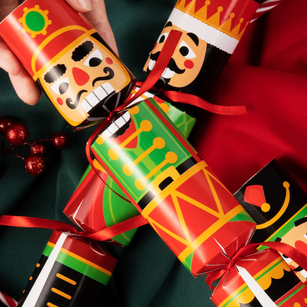 JOYIN 8-Piece Christmas No-Snap Party Favor Set – Nutcracker Style with Hats, Jokes, and Surprise Toys