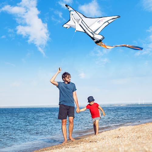 JOYIN Easy-to-Fly Spaceship Kite – Large 51.2" Nylon Kite with Fire Tail for Kids & Adults