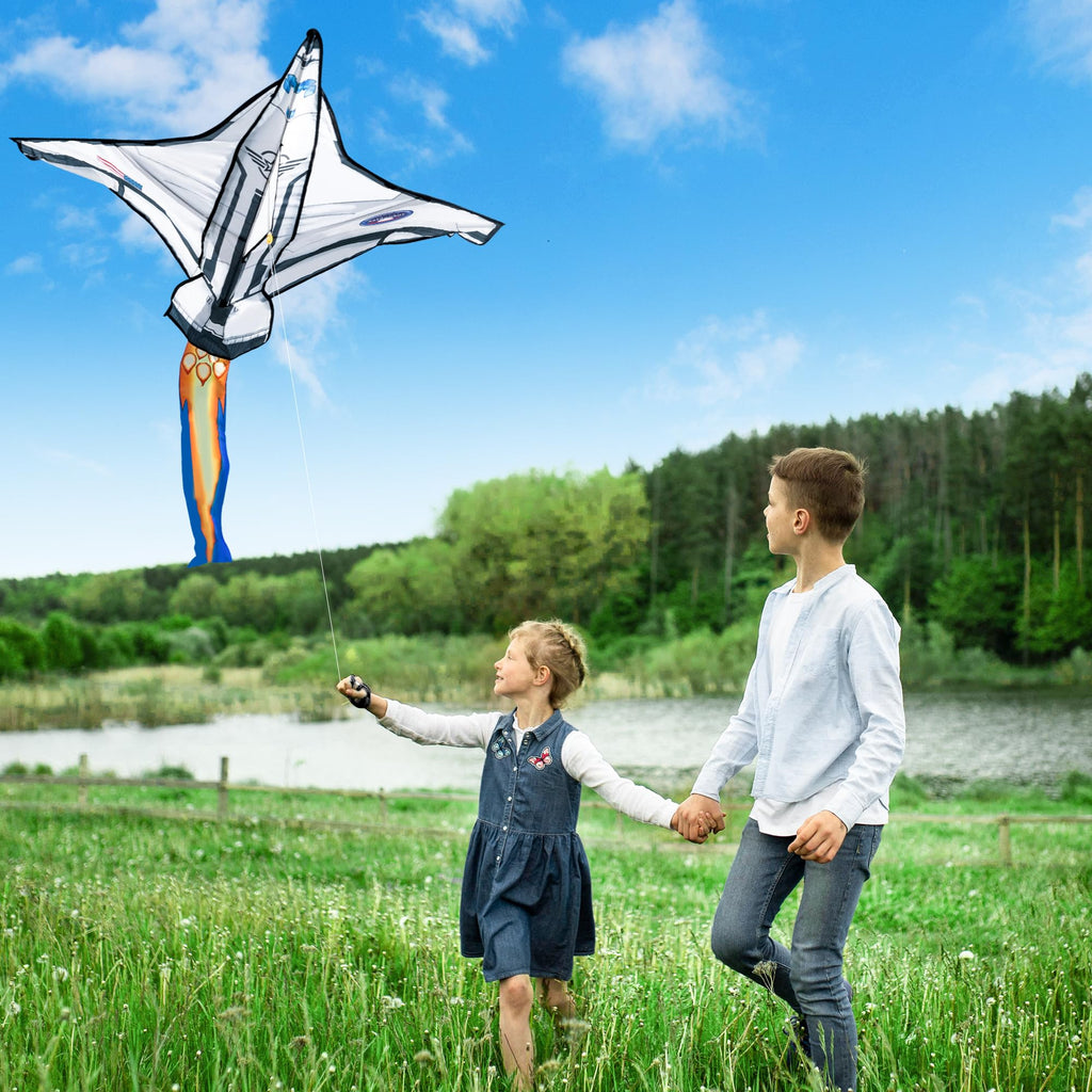 JOYIN Easy-to-Fly Spaceship Kite – Large 51.2" Nylon Kite with Fire Tail for Kids & Adults