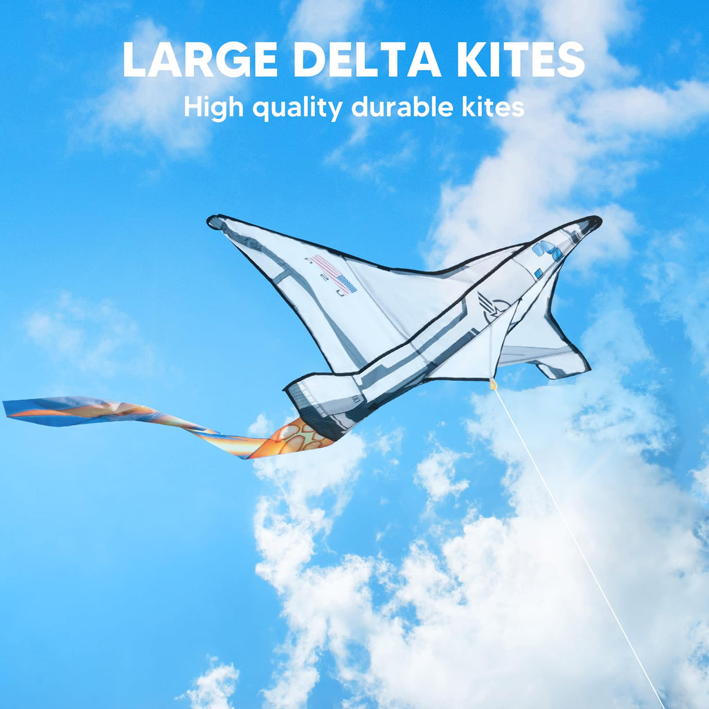 JOYIN Easy-to-Fly Spaceship Kite – Large 51.2" Nylon Kite with Fire Tail for Kids & Adults