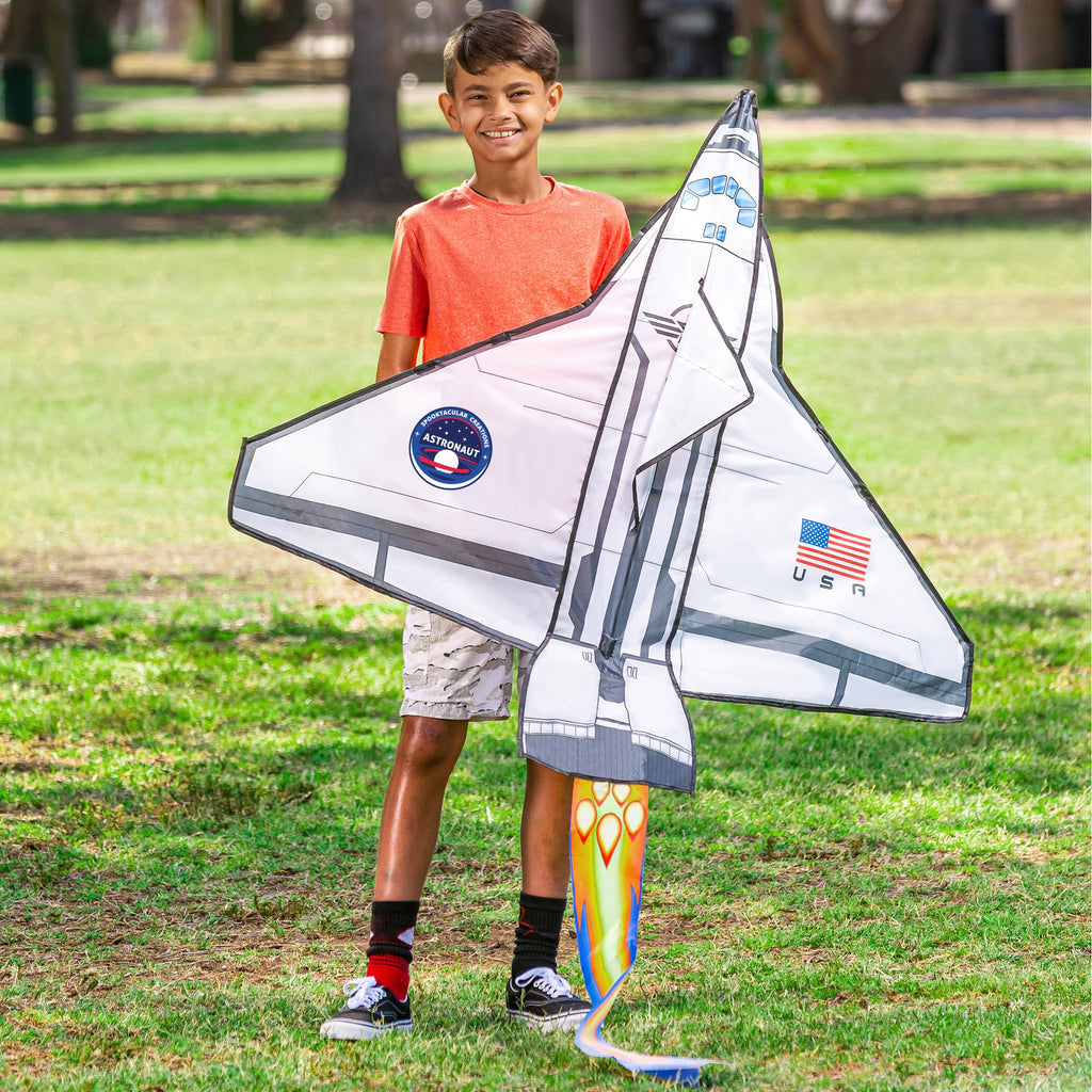 JOYIN Easy-to-Fly Spaceship Kite – Large 51.2" Nylon Kite with Fire Tail for Kids & Adults