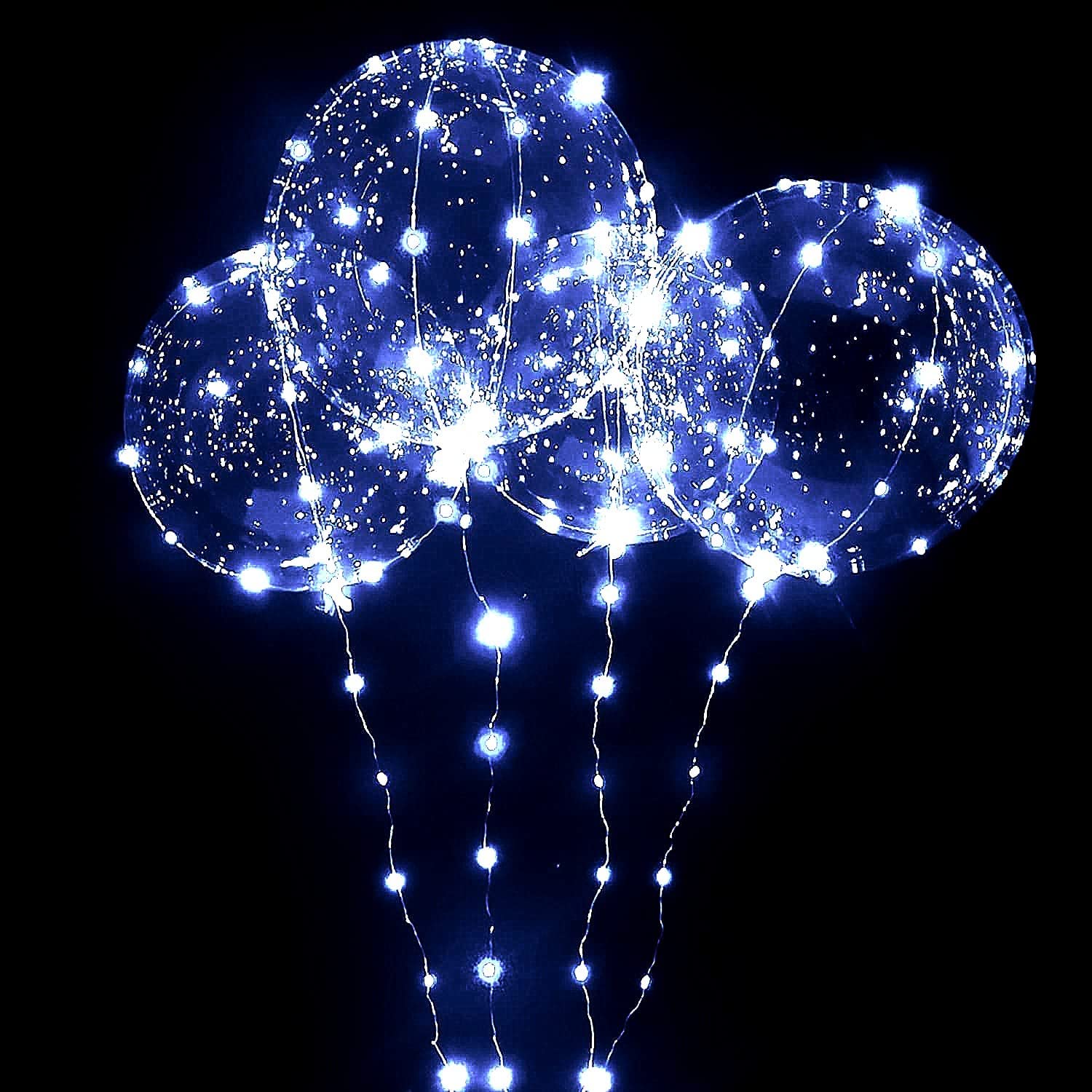 JoyMercado LED Bobo Balloons - 10 Pack Transparent Bubble Balloons with Multi-Colored String Lights for Party Decor
