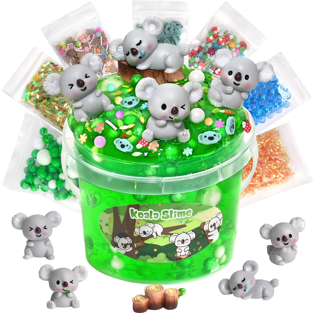 Joytry Koala Slime Kit – 10oz Vibrant Green Clear Slime Bucket with Add-Ins for Ages 8-12