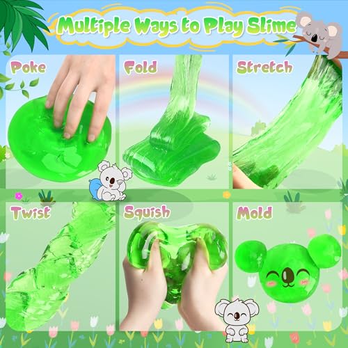 Joytry Koala Slime Kit – 10oz Vibrant Green Clear Slime Bucket with Add-Ins for Ages 8-12