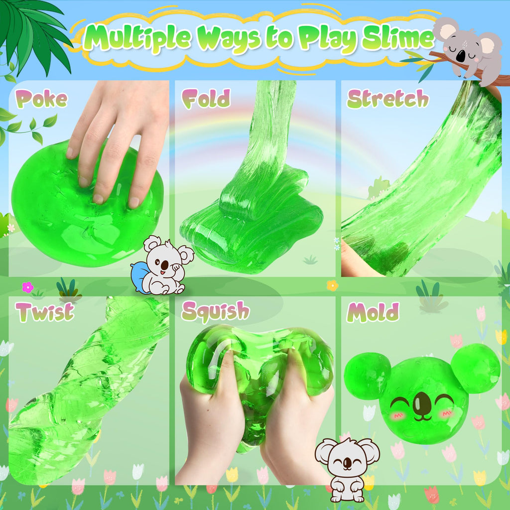 Joytry Koala Slime Kit – 10oz Vibrant Green Clear Slime Bucket with Add-Ins for Ages 8-12