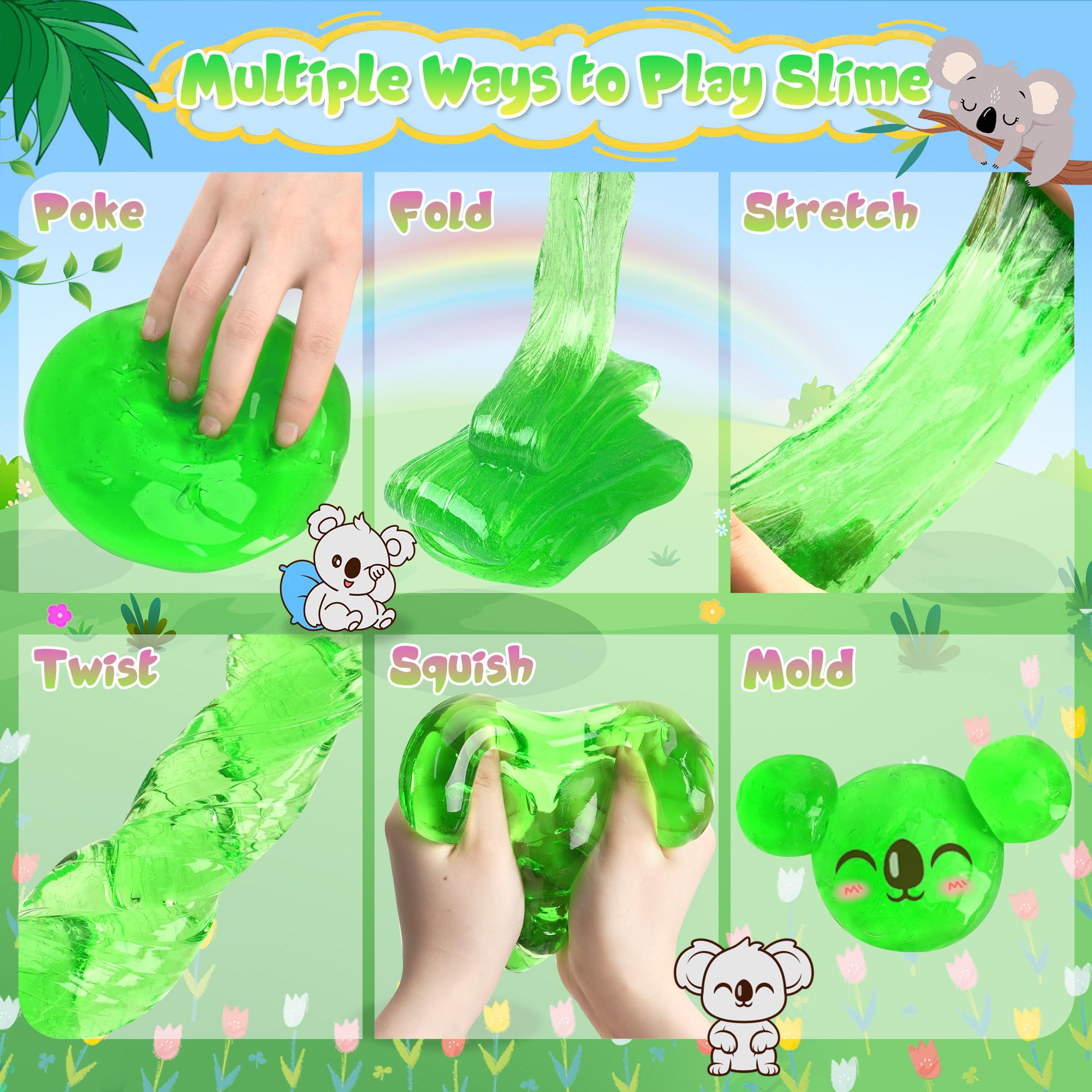 Joytry Koala Slime Kit – 10oz Vibrant Green Clear Slime Bucket with Add-Ins for Ages 8-12