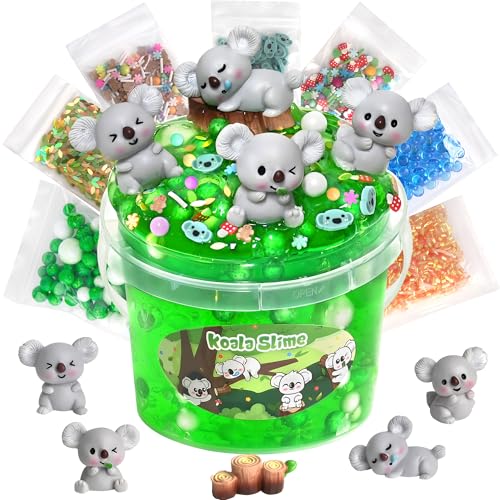 Joytry Koala Slime Kit – 10oz Vibrant Green Clear Slime Bucket with Add-Ins for Ages 8-12