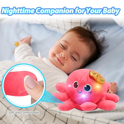 JoyyiKinddy Musical Octopus Baby Toy - Crawling, Rotating, Recording, Light-Up, Voice Control, for 2-6 Year Olds - Tummy Time Sensory Plush