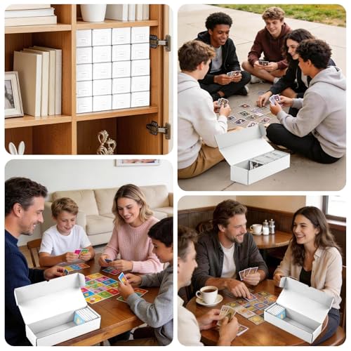 JPPSUJJ 6-Pack Trading Card Storage Box – Heavy Duty Corrugated Cardboard, Holds 1000 Cards Each, 12.8 Inch Horizontal, White