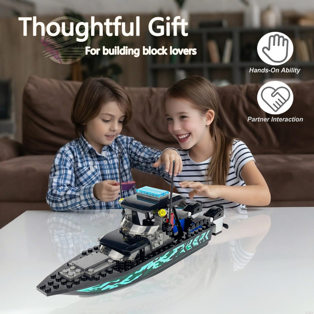 JQARCH Boat Building Blocks Set – 4 Floating Models, 100+ Pieces Each, Ages 6+