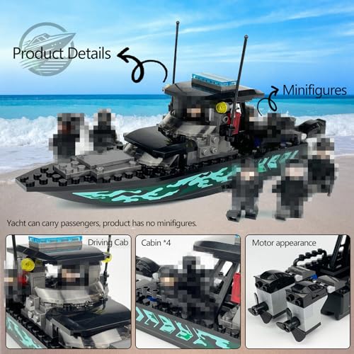 JQARCH Boat Building Blocks Set – 4 Floating Models, 100+ Pieces Each, Ages 6+