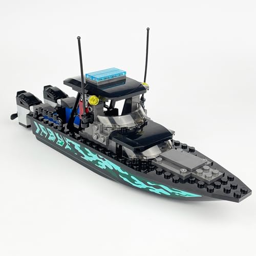 JQARCH City Police Speed Boat Building Blocks Set – 93-Piece Rescue & Patrol Boat Toy Compatible with Lego