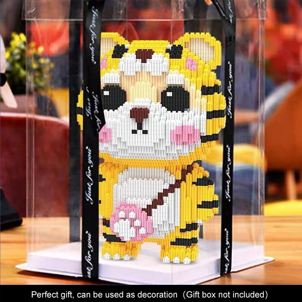 JQARCH Micro Tiger Building Blocks Set – 2000-Piece Pixel Art Model, 4x8x12 Inches, Compatible with Lego, STEM Gift for Ages 8+